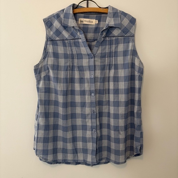 WindRiver Sleeveless Blue Plaid Button-Up Shirt Size 2XL - Picture 1 of 6